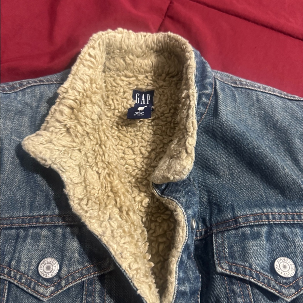 GAP Sherpa Denim Jacket – Classic Blue Lined Jean Coat Size S